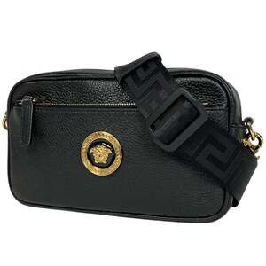 Versace Medusa Shoulder Bag, 2-Way Body Leather, Black, 1005464, Women's